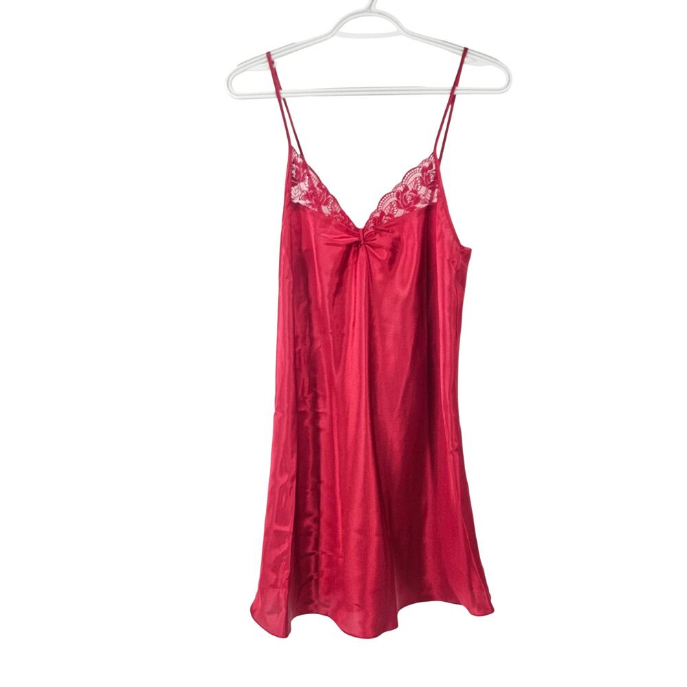 Oscar de la Renta y2k Slip Dress Red Lace Satin Cami Camisole Mini NWT Size S